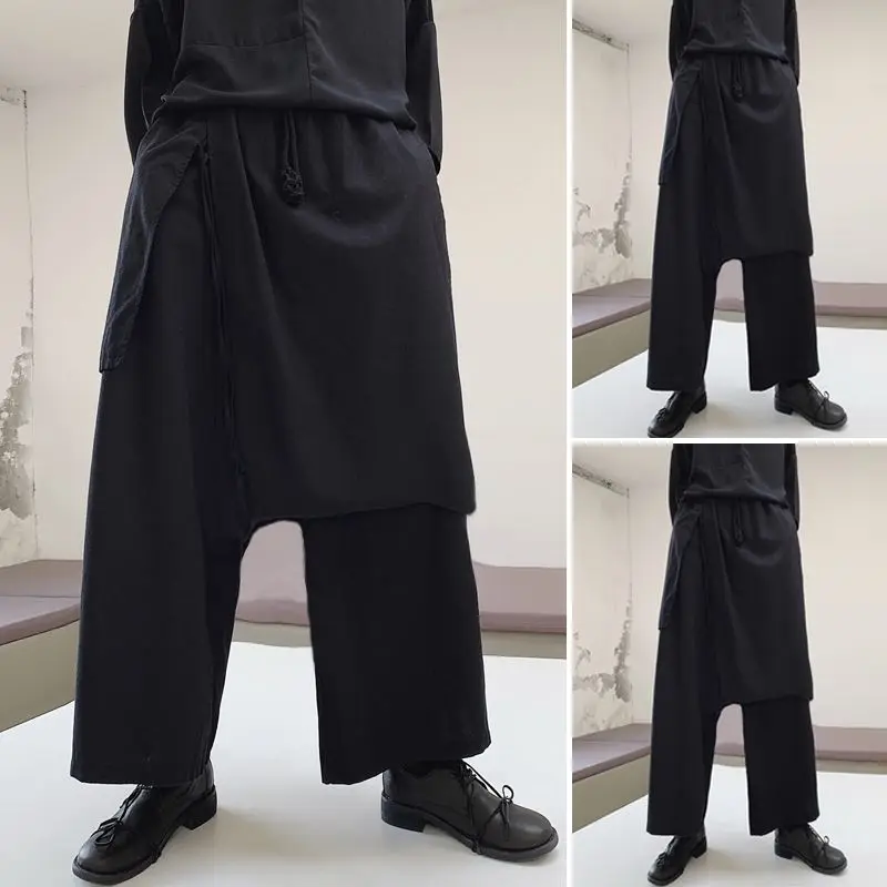Spring New Arrival Mens Irregular Elastic Waist Pants Loose Dressed Wide Leg Baggy Trousers Male Black Casual Long Bottoms
Spring New Arrival Mens Irregular Elastic Waist Pants Loose Dressed Wide Leg Baggy Trousers Male Black Casual Long Bottoms