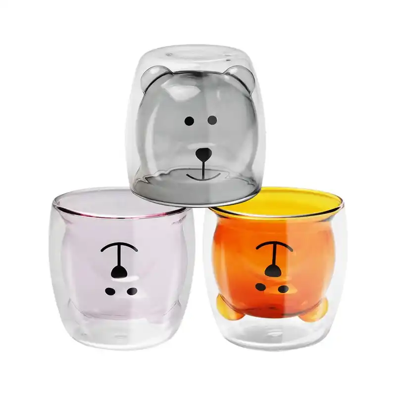270ml Creative Coffee Mug Double Wall Glass Mugs Cute Cartoon Bear Tea Beer Mug Funny Mug Travel Drinking Glasses Shot Glasses Aliexpress