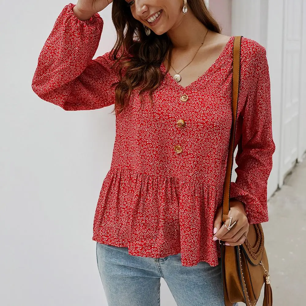 DANALA Women Floral long-sleeved V-neck Shirt Top Female Button Lotus Leaf Hem Comfortable Casual Fashion 2020
DANALA Women Floral long-sleeved V-neck Shirt Top Female Button Lotus Leaf Hem Comfortable Casual Fashion 2020