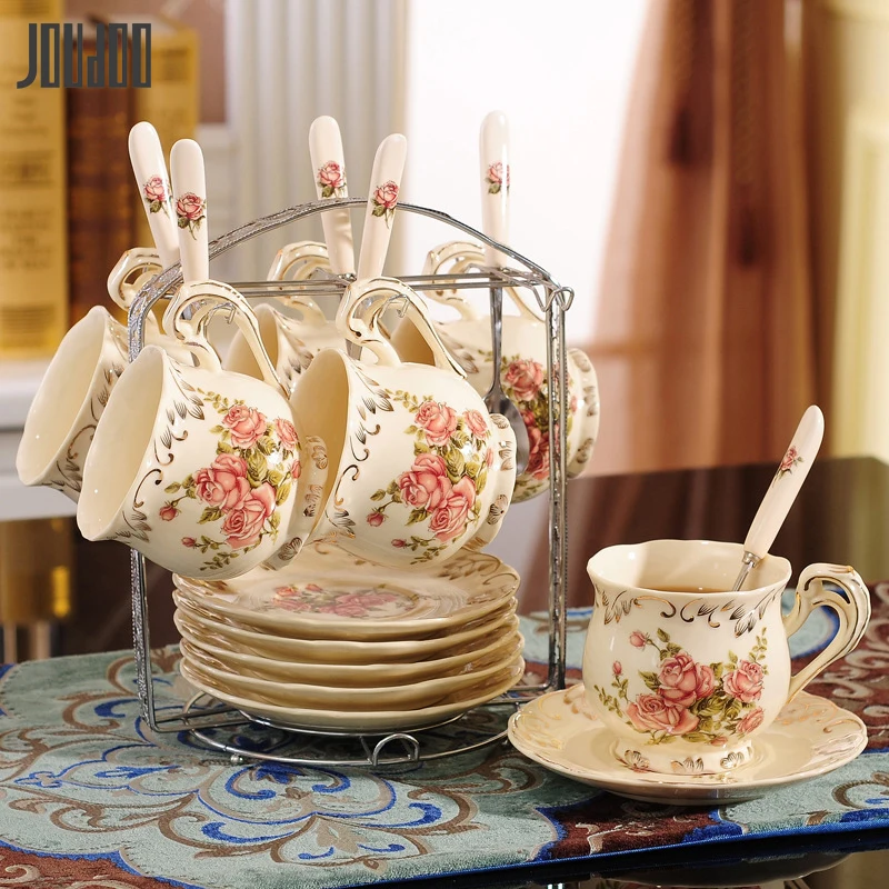 JOUDOO New Handpainted Rose Coffee Cup Set European Ceramic Cup Bone China Classic Drinkware Gift
JOUDOO New Handpainted Rose Coffee Cup Set European Ceramic Cup Bone China Classic Drinkware Gift