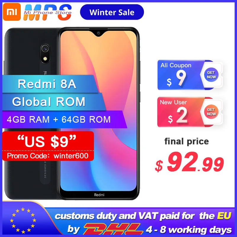 Global Rom Xiaomi Redmi 8A 8 A 4GB RAM 64GB ROM 5000mAh Smartphone Snapdargon 439 Octa core 12MP AI Camera Type-C
Global Rom Xiaomi Redmi 8A 8 A 4GB RAM 64GB ROM 5000mAh Smartphone Snapdargon 439 Octa core 12MP AI Camera Type-C