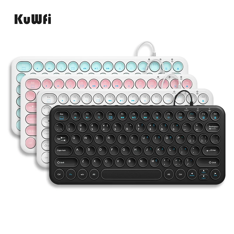 

KuWFi Mini Wired Silent Keyboard Round Button Ergonomics Gaming Keyboard for Windows Macbook Laptop PC Computer Keypad Gamer