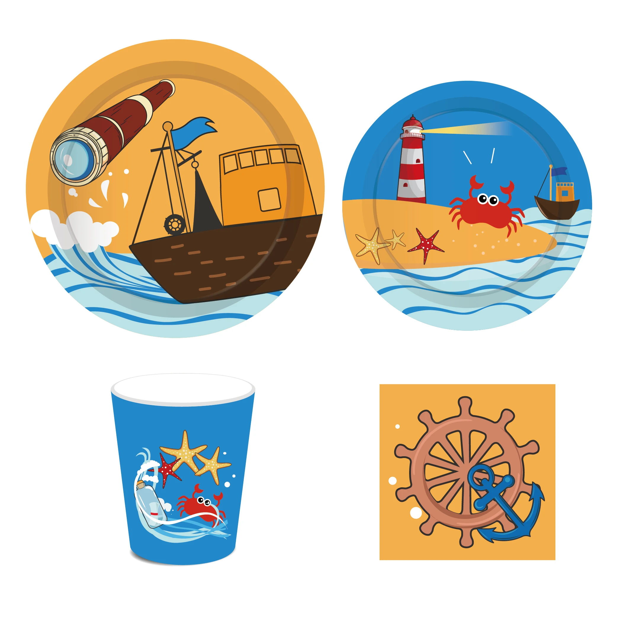 MM078 Disposable Tableware Set Ocean Sailing Party Holiday Party for 8 guests Baby Boy Birthday Party Supplies
MM078 Disposable Tableware Set Ocean Sailing Party Holiday Party for 8 guests Baby Boy Birthday Party Supplies