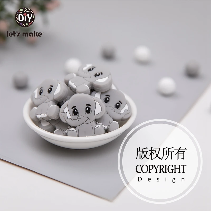 Let's Make 5pc/10pcs BPA Free Animal Silicone Teethers Elephant Baby Teething Product Food Grade Tiny Rod Shower Gifts Cartoon