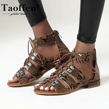 TAOFFEN Summer Beach Sandals For Women Fashion Open Toe Cross-Tied Shoes Women Casual Outdoor Daily Female Footwear Size 33-48 
TAOFFEN Summer Beach Sandals For Women Fashion Open Toe Cross-Tied Shoes Women Casual Outdoor Daily Female Footwear Size 33-48