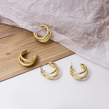 Silver Needle Europe and America Exaggeration Multilayer Semi-Circular Earrings Retro Hong Kong Style Dull Polish Metal C- Shape
Silver Needle Europe and America Exaggeration Multilayer Semi-Circular Earrings Retro Hong Kong Style Dull Polish Metal C- Shape