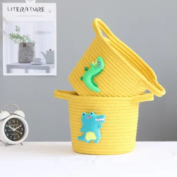 Cotton Rope Storage Baskets With Crocodile Pendant Dirty Clothes Laundry Basket Handmade Weaving Desktop Sundries Organizer Box 
Cotton Rope Storage Baskets With Crocodile Pendant Dirty Clothes Laundry Basket Handmade Weaving Desktop Sundries Organizer Box