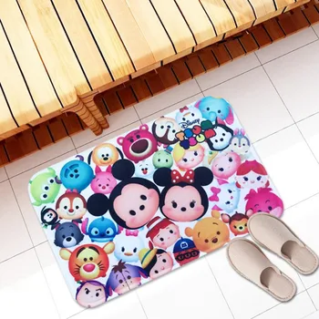 Disney Cartoon Mickey Mouse Minnie Printing Carpet Flannel Multiple Patterns Rug Bathroom Non-slip Mat Home Decoration Door Mat