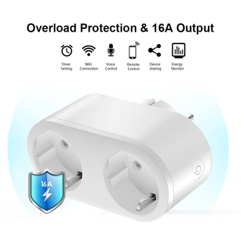 EU Plug 16A WIFI Smart Socket Outlet Wireless Switch Plug Remote Control Voice Control wifi Socket Works With Alexa Google Home
EU Plug 16A WIFI Smart Socket Outlet Wireless Switch Plug Remote Control Voice Control wifi Socket Works With Alexa Google Home