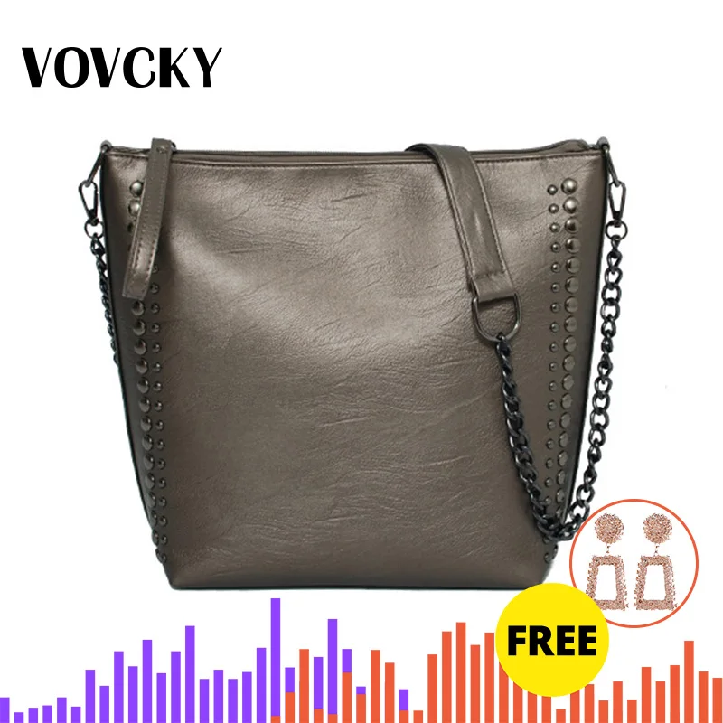 2019 New Rivet Handbag Bucket Bag Womens Chain Casual Crossbody Bag Women Large Shoulder Bag Ladies Leather Zipper Messenger Bag 
2019 New Rivet Handbag Bucket Bag Womens Chain Casual Crossbody Bag Women Large Shoulder Bag Ladies Leather Zipper Messenger Bag