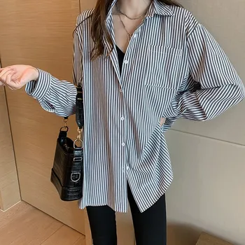 Fashion Loose Striped Casual Long Sleeve Blouse Ladies Shirt Autumn Women Blouses 
Fashion Loose Striped Casual Long Sleeve Blouse Ladies Shirt Autumn Women Blouses