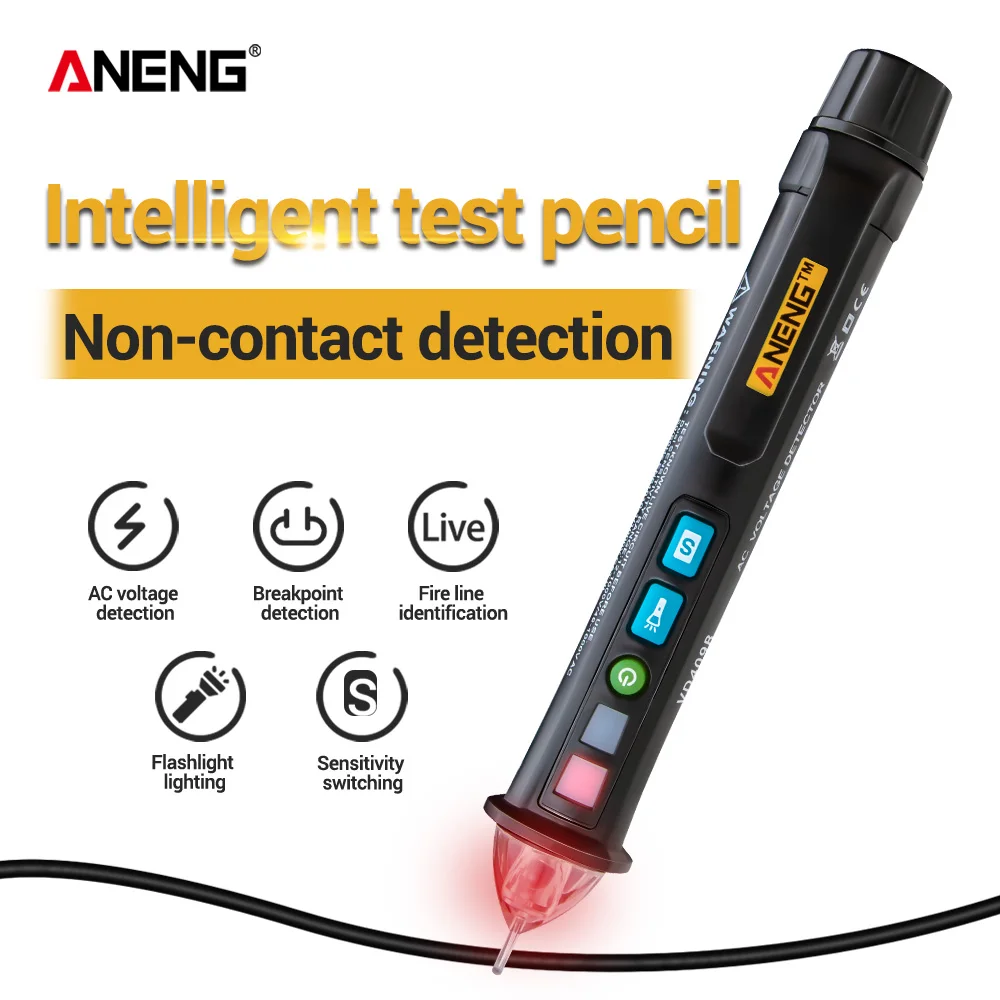 ANENG VD409B Crcuit Breaker Finder LED Tester Non-contact AC Voltage Detector Tester Meter 12V-1000v Pen Wire Tracker Scanmarker
ANENG VD409B Crcuit Breaker Finder LED Tester Non-contact AC Voltage Detector Tester Meter 12V-1000v Pen Wire Tracker Scanmarker