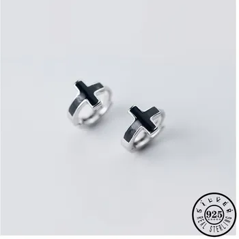 925 Sterling Silver Statement Black Color Cross Shape Small Hoops Earrings for Women Trendy Crucifix Ear Earings Fine Jewelry 
925 Sterling Silver Statement Black Color Cross Shape Small Hoops Earrings for Women Trendy Crucifix Ear Earings Fine Jewelry
