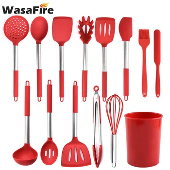 13 Piece Kitchen Cooking Silicone Spatula Spoon Baking Tools With Silicone Kitchenware Storage Bucket Material Hook Red Black
13 Piece Kitchen Cooking Silicone Spatula Spoon Baking Tools With Silicone Kitchenware Storage Bucket Material Hook Red Black