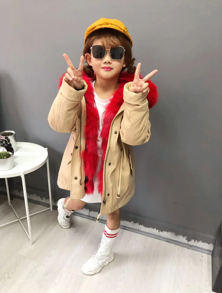 kids parkas natural fox fur child coats for winter (23)