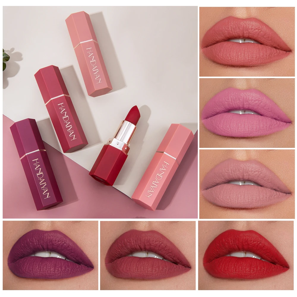 

Wholesale 6 Colors Makeup Matte Lipstick Waterproof Long Lasting Lip Stick Sexy Red Pink Velvet Nude Lips Women Cosmetics Batom