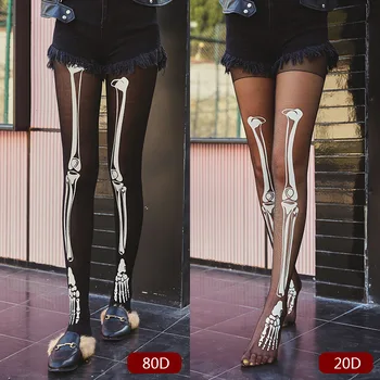 Women's Sexy Thigh High Stocking White Skull Anti-hook Pantyhose for Women Spring And Autumn Ultra-thin Personality Stockings 
Women's Sexy Thigh High Stocking White Skull Anti-hook Pantyhose for Women Spring And Autumn Ultra-thin Personality Stockings