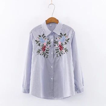 2020 Spring Fashion Women Blouse Shirt Long Sleeve Striped Blouse Embroidery Casual Tops Turn Down Collar Female Blouse Clothes
2020 Spring Fashion Women Blouse Shirt Long Sleeve Striped Blouse Embroidery Casual Tops Turn Down Collar Female Blouse Clothes
