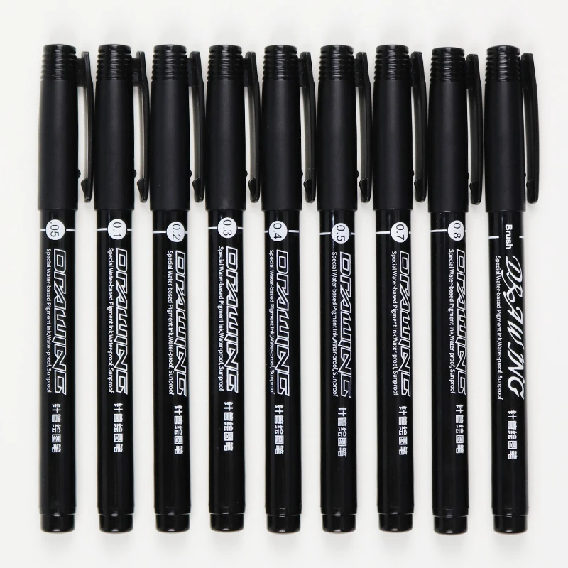 9Pcs/Set Black Pigment Liner Neelde Water-proof Drawing Pen Pigma Micron Sunproof Marker Pen for Sketching Office School
9Pcs/Set Black Pigment Liner Neelde Water-proof Drawing Pen Pigma Micron Sunproof Marker Pen for Sketching Office School