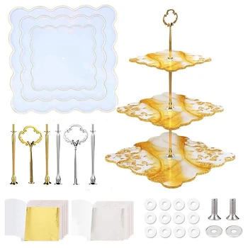 3 Tier Cupcake Stands Resin Molds,Square Tray Silicone Casting Mold with Handle Fitting for Making Dessert Platter
3 Tier Cupcake Stands Resin Molds,Square Tray Silicone Casting Mold with Handle Fitting for Making Dessert Platter