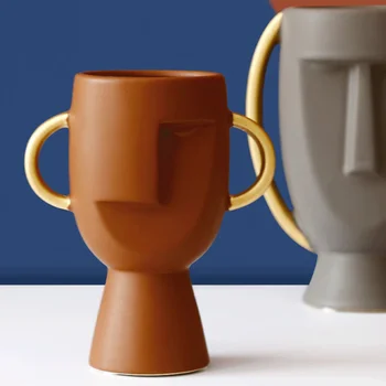 Human Face Design Vase Creative Dry Flower Vase Ceramic Decoration Crafts Home Furnishing Ornament for Living Room Bedroom (Coff
Human Face Design Vase Creative Dry Flower Vase Ceramic Decoration Crafts Home Furnishing Ornament for Living Room Bedroom (Coff