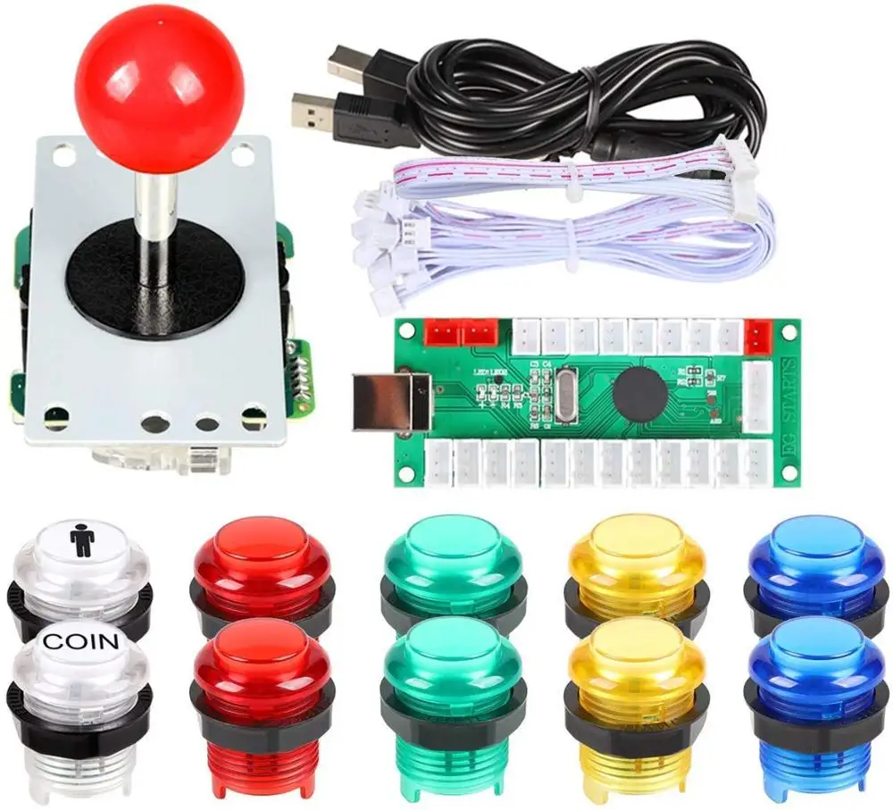 Jiu Man Zero Delay USB Encoder to PC Games Red Joystick + 10x LED Illuminated Push Buttons for Arcade Joystick Raspberry Pi 2 3
Jiu Man Zero Delay USB Encoder to PC Games Red Joystick + 10x LED Illuminated Push Buttons for Arcade Joystick Raspberry Pi 2 3