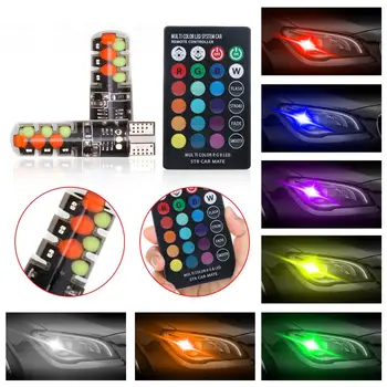 2pcs T10 w5w RGB LED Bulb 12SMD COB canbus 194 168 Car with Remote Controller Flash/Strobe Reading Wedge Light Clearance lights 
2pcs T10 w5w RGB LED Bulb 12SMD COB canbus 194 168 Car with Remote Controller Flash/Strobe Reading Wedge Light Clearance lights