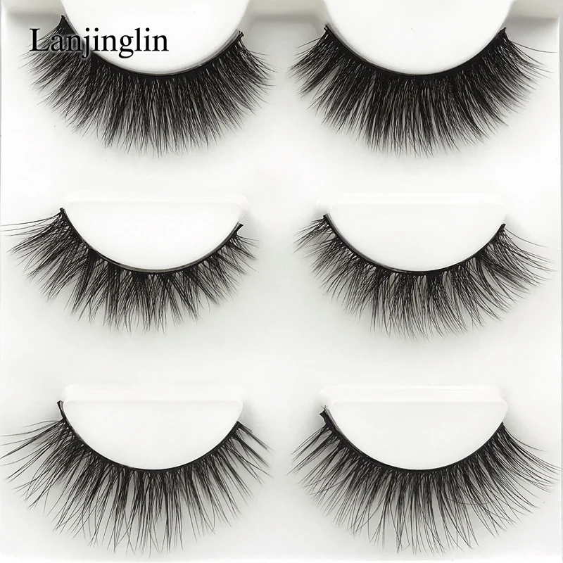 Faux Cils 3 Pairs False Eyelashes Soft Natural Long Wispy Fluffy 3D Mink Lashes Handmade Makeup Tool Extension Fake Eye Lashes 34 H222303bb625840fa96ef7ff81e2b09f29