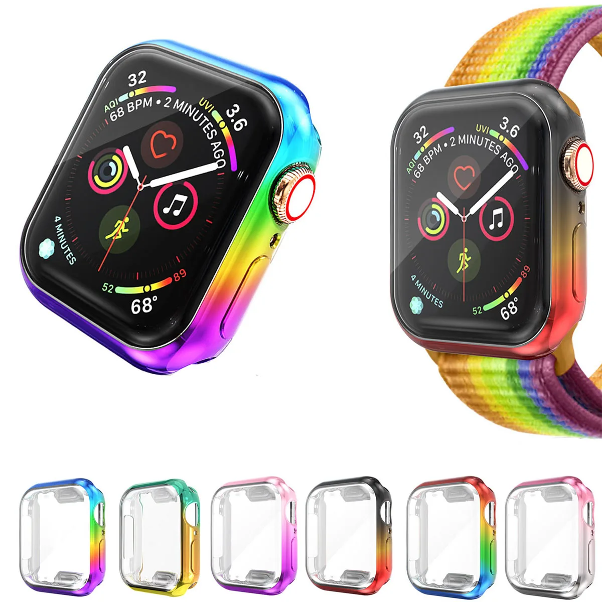 Мягкий тонкий чехол из ТПУ для Apple Watch 38 42 мм 40 44 всесторонний защитный серии 1 2 3 4 5