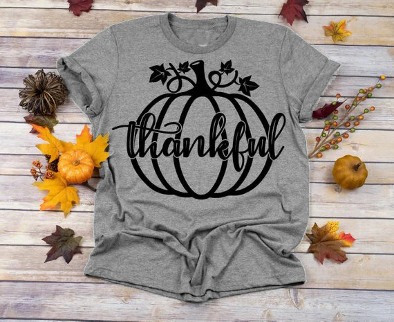 Тыква футболка Thankful Хэллоуин День благодарения большой графический фестиваль