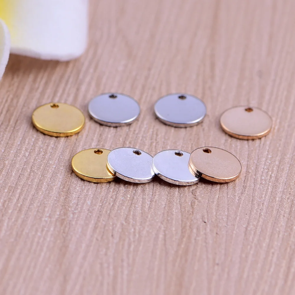 8mm 10pcs copper Charms Small round tag coin hole shape Pendants Jewelry Making DIY Handmade Crafts | Украшения и аксессуары