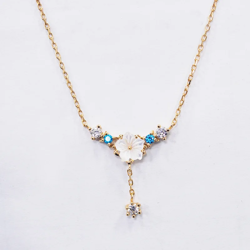 Dun li New Style Accessories Fresh Blue Natural Shell Flower Tassel Necklace Women's 925 Sterling Necklace Choker
Dun li New Style Accessories Fresh Blue Natural Shell Flower Tassel Necklace Women's 925 Sterling Necklace Choker