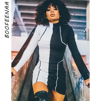 BOOFEENAA Black and White Color Block Sexy Dress Women Fashion Turtleneck Long Sleeve Mini Bodycon Dresses Club Wear C87-AC18
BOOFEENAA Black and White Color Block Sexy Dress Women Fashion Turtleneck Long Sleeve Mini Bodycon Dresses Club Wear C87-AC18