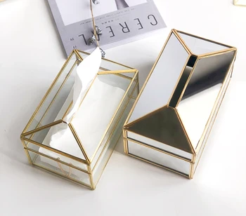 Creative Nordic Tissue Box Holder Glass Tissue Box Metal Waterproof Living Room Napkin Box Gold Luxury Mirror Coffee Table B50 
Creative Nordic Tissue Box Holder Glass Tissue Box Metal Waterproof Living Room Napkin Box Gold Luxury Mirror Coffee Table B50