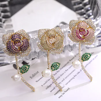 1pc Fully-jewelled CZ Rose Brooches Exquisite Pearl Brooches Luxury Brooches Pin Clothes Accessories 3 Color
1pc Fully-jewelled CZ Rose Brooches Exquisite Pearl Brooches Luxury Brooches Pin Clothes Accessories 3 Color