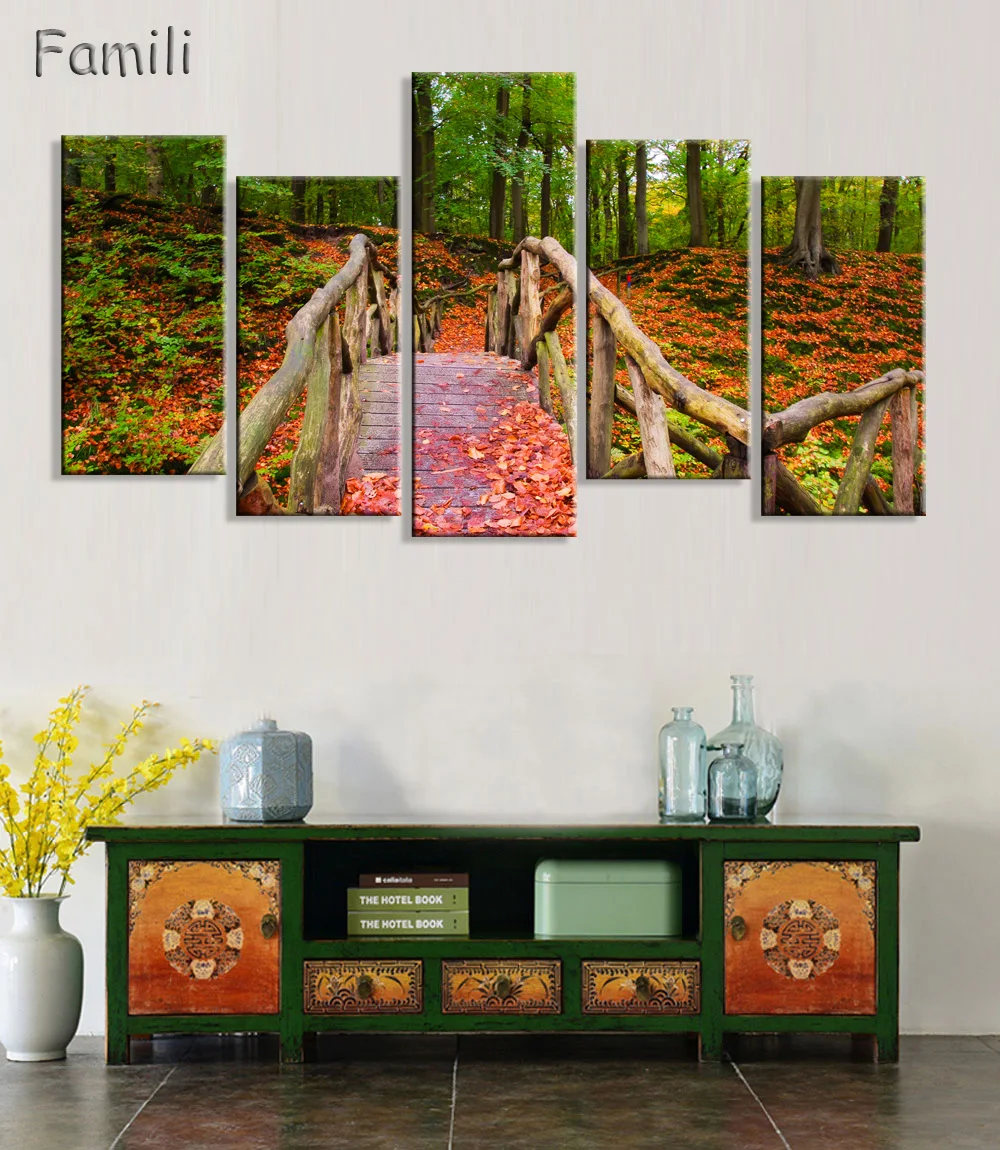

5Pieces Cuadros Wall Art Autumn Tree Oil Painting On Canvas Paintings By Numbers Pictures Home Decor Living Room Unframed