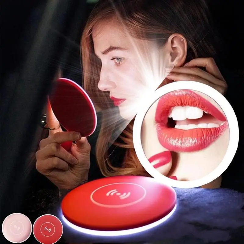 Portable LED Circular Makeup Mirror with USB Wireless Charging Base Women Makeup Mirror With Led Light Hand Mirror
Portable LED Circular Makeup Mirror with USB Wireless Charging Base Women Makeup Mirror With Led Light Hand Mirror