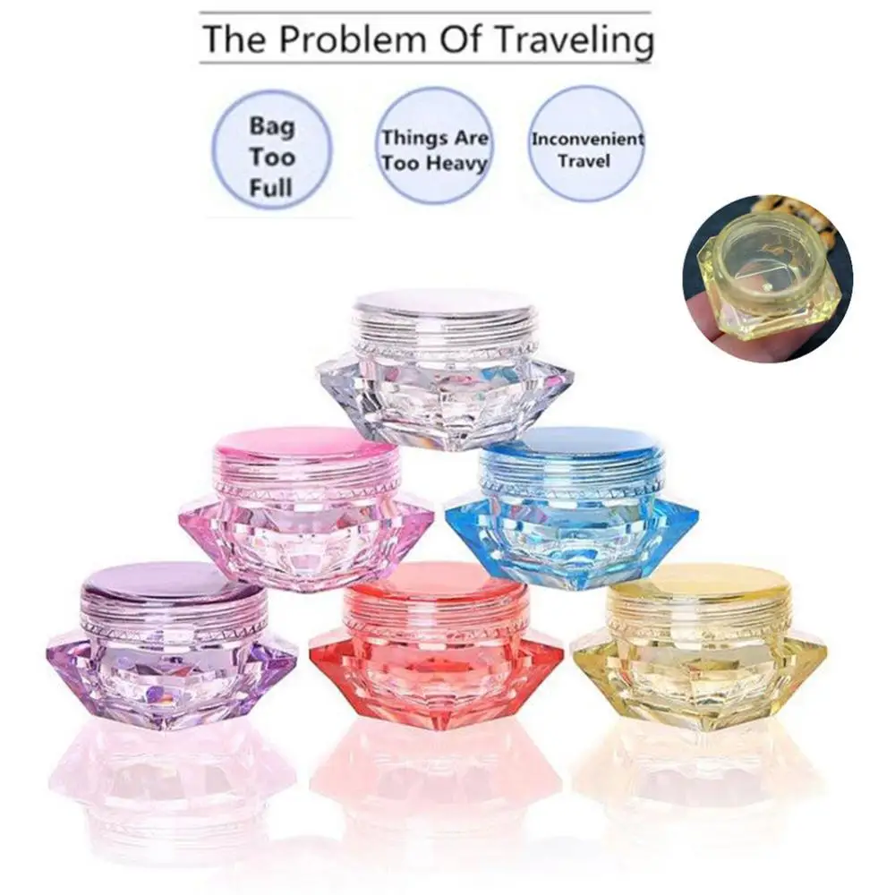 Diamond Transparent empty container for cream Refillable Empty Plastic cream storage bottle Portable face cream Sample Pots
Diamond Transparent empty container for cream Refillable Empty Plastic cream storage bottle Portable face cream Sample Pots