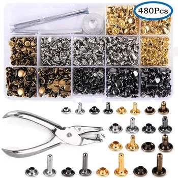 120/240/360/480 Pcs/Set Double Cap Rivets Press Studs Buttons Rings Snap Fasteners Metal Grommet Leather Rivets Tool Kit Pliers
120/240/360/480 Pcs/Set Double Cap Rivets Press Studs Buttons Rings Snap Fasteners Metal Grommet Leather Rivets Tool Kit Pliers