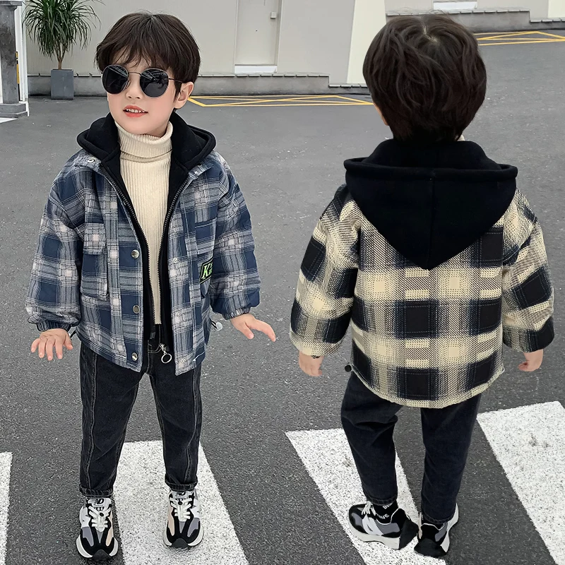 Baby Boys Winter Coat Check Woolen Cloth Thickened Trench 2-11 Years Old Autumn and Winter Fake Two Hooded Winter Clothes
Baby Boys Winter Coat Check Woolen Cloth Thickened Trench 2-11 Years Old Autumn and Winter Fake Two Hooded Winter Clothes