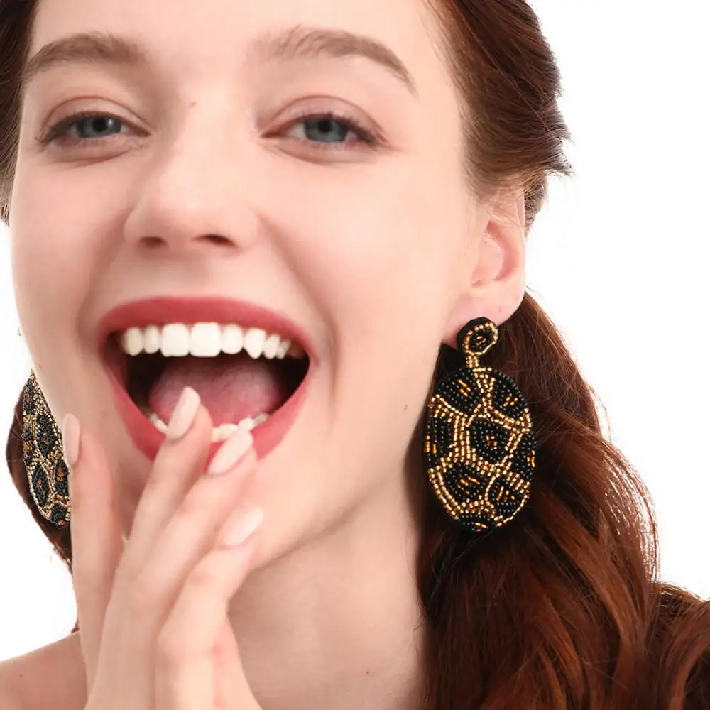 MANILAI Handmade Leopard Bead Geometric Dangle Earrings Boho Jewelry Bead Statement Earrings For Women Big Bijoux femme 2019
MANILAI Handmade Leopard Bead Geometric Dangle Earrings Boho Jewelry Bead Statement Earrings For Women Big Bijoux femme 2019