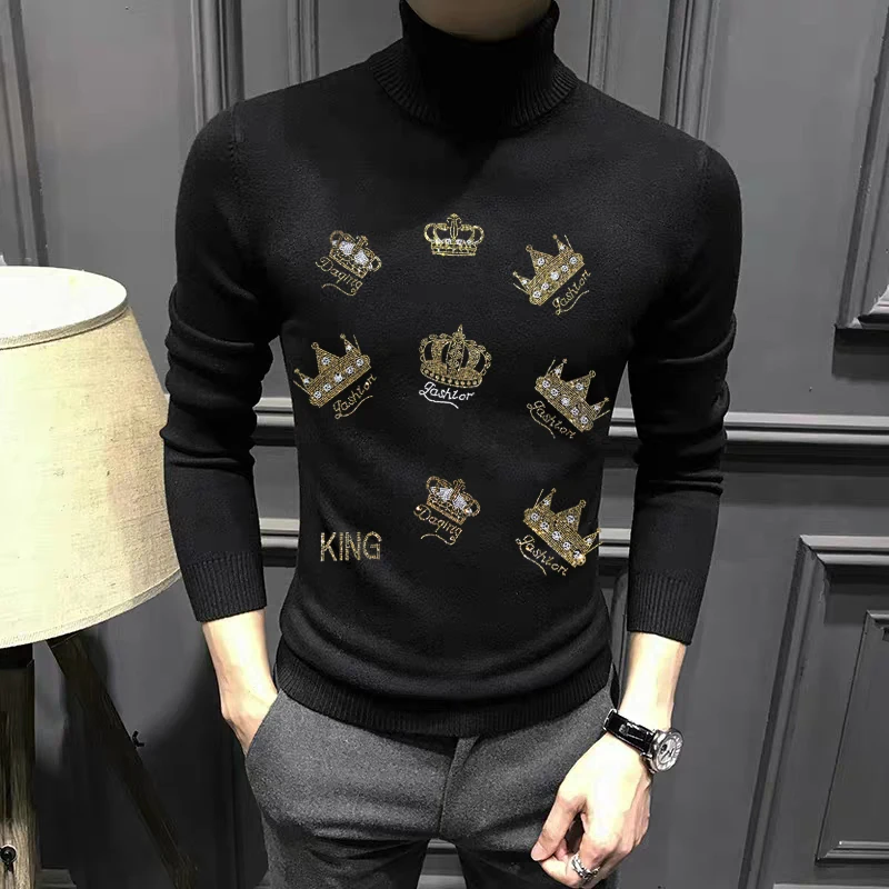 Streetwear Original Personality Knitted Pullover Fashion Simple Tops Hot Diamond Men Turtleneck Sweater Keep Warm
Streetwear Original Personality Knitted Pullover Fashion Simple Tops Hot Diamond Men Turtleneck Sweater Keep Warm