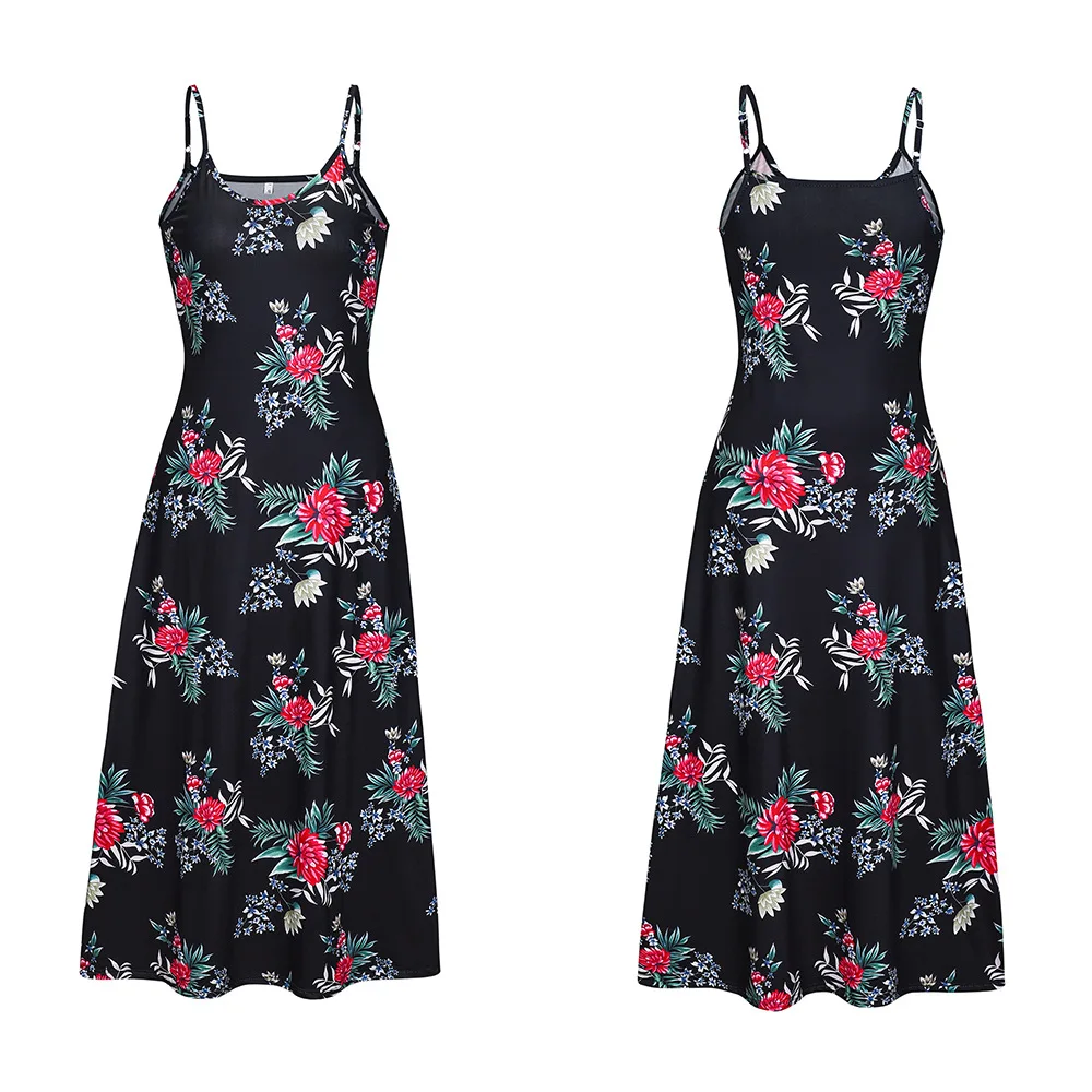 Sexy Maxi Dresses For Women Boho Print V-Neck Floral Sundresses Women Sleeveless Plus Size Dresses For Women 4xl 5xl Summer 2020