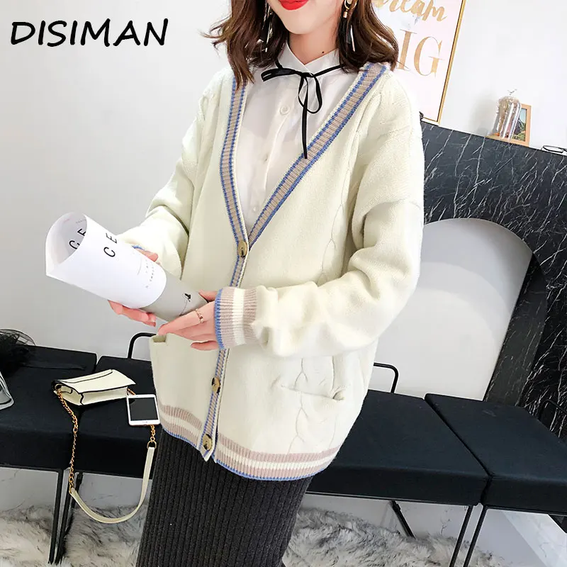 DISIMAN Autumn Winter Women Sweater Cardigans Single Breasted Knit Sweater Harajuku out Top Loose Sleeve Elegant Sweaters Coat
DISIMAN Autumn Winter Women Sweater Cardigans Single Breasted Knit Sweater Harajuku out Top Loose Sleeve Elegant Sweaters Coat