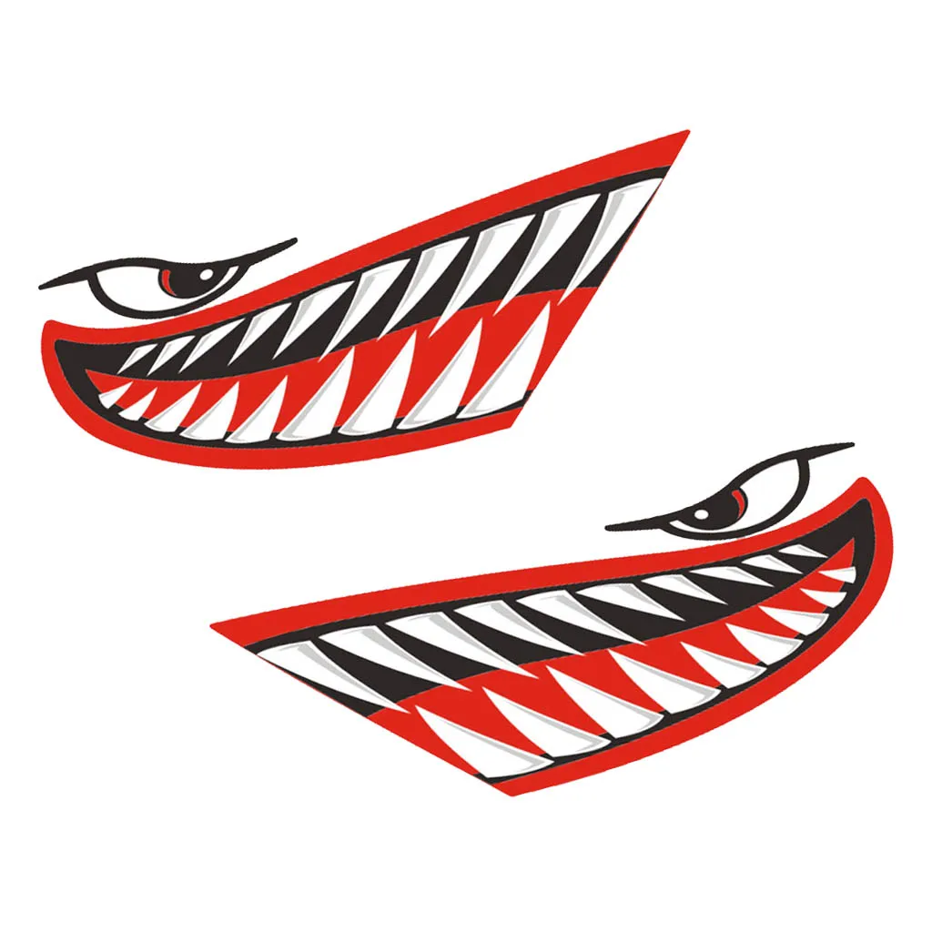 2x Fish Skeleton + 2x Shark Mouth Teeth Decals Kayak Ocean Boat DIY Stickers - Waterproof & Durable 2x Fish Skeleton + 2x Shark Mouth Teeth Decals Kayak Ocean Boat DIY Stickers - Waterproof & Durable