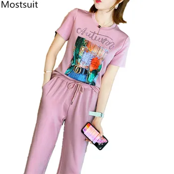 2020 Summer Fashion Sport Two Piece Sets Tracksuits Women Printed Tshirt + Wide Leg Pants Suits Casual Female Matching Sets
2020 Summer Fashion Sport Two Piece Sets Tracksuits Women Printed Tshirt + Wide Leg Pants Suits Casual Female Matching Sets
