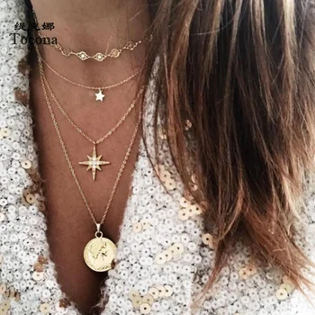 Tocona Charming Gold Multi-layer Pendant Necklace Shiny Crystal Stone Star Coin Hollow Geometric Jewelry for Women Accessories
Tocona Charming Gold Multi-layer Pendant Necklace Shiny Crystal Stone Star Coin Hollow Geometric Jewelry for Women Accessories