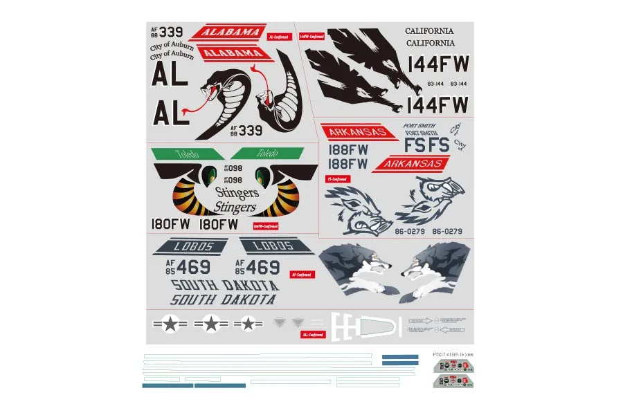 FMS 70 мм Ducted Fan EDF Jet F16 F-16 V2 Наклейка Лист наклейки FMSRF121 RC модель самолета Aricraft Plane