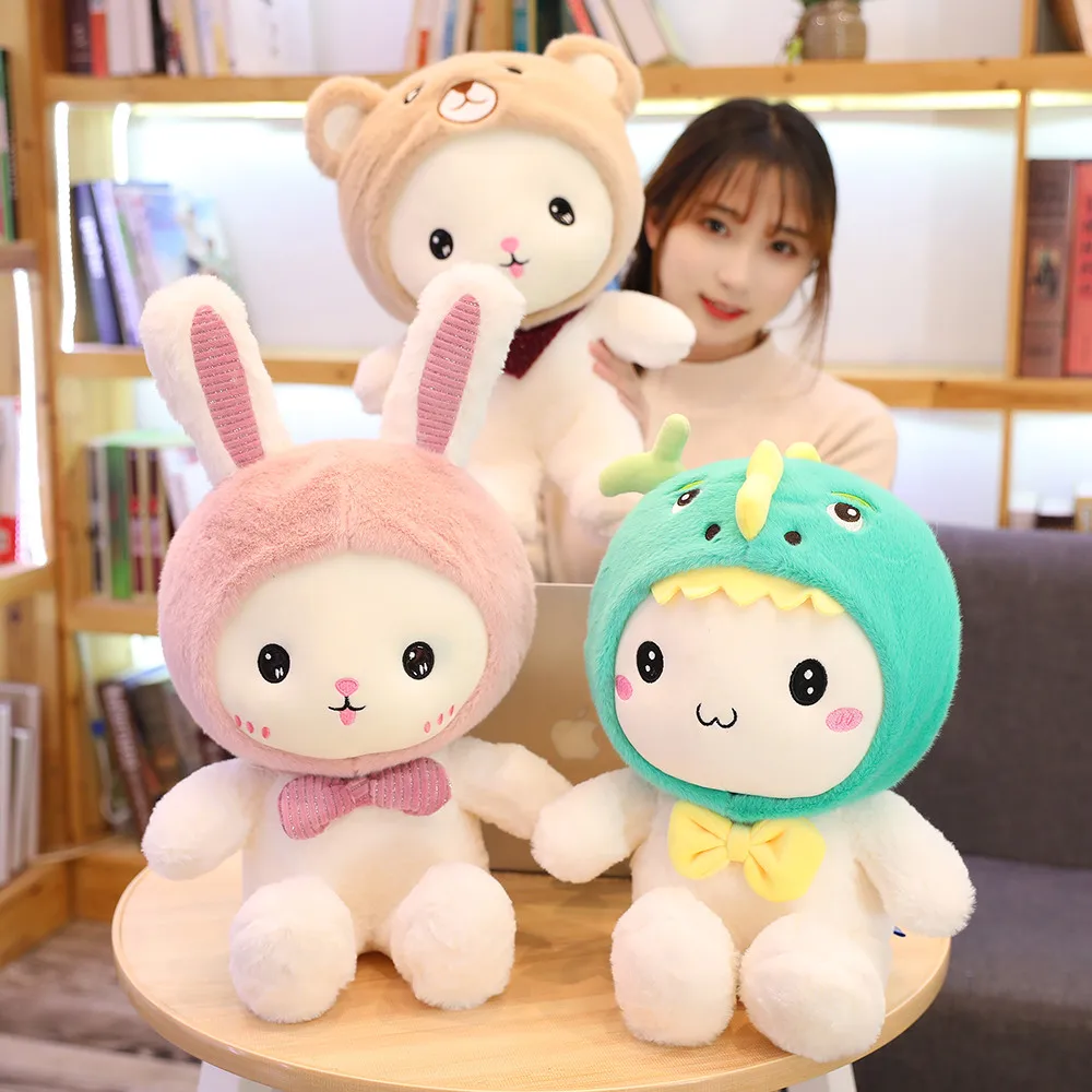 Фото New Huggable 1pc 25-60cm Super Kawaii Rabbit Plush Toys Cute Shark Bear Stuffed Soft Accompany Pillow Kids Birthday Gift Dolls | Игрушки и