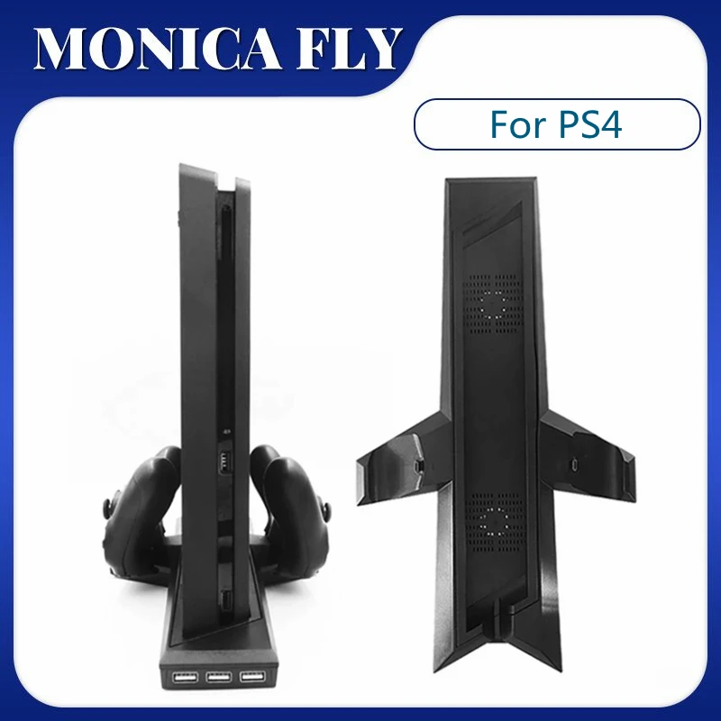 For PS4 Portable Game Console Cooling Bracket Multi function Host Fan Dual Gamepad Charger Slim Handle | Электроника
